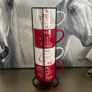 4ct holiday mugs with stand